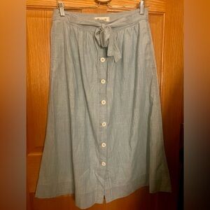 Madewell Light Blue Palisade Midi Skirt with Buttons NWT